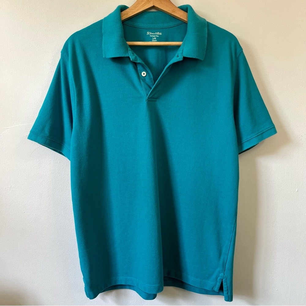 St. John’s Bay Heritage Polo, Classic, Teal, Size L